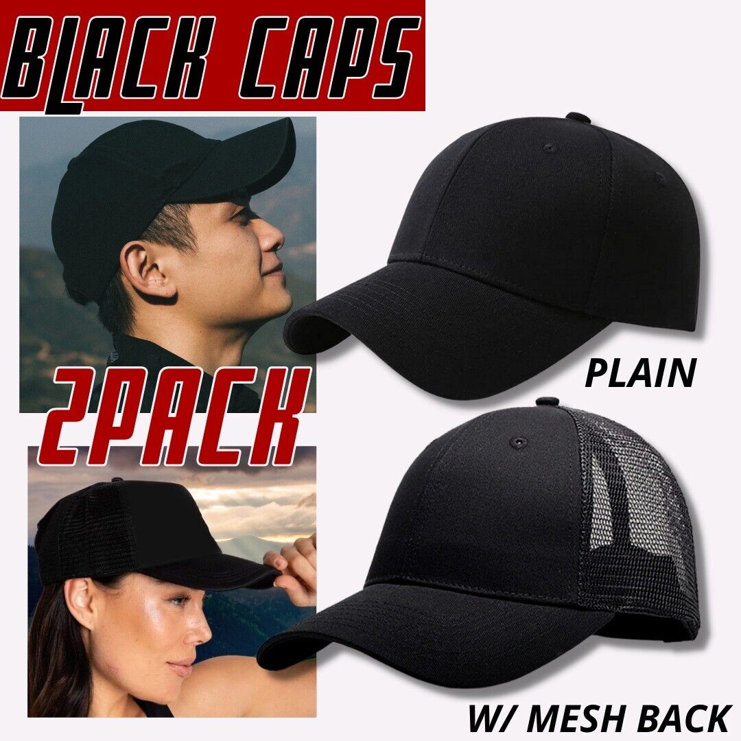 2 Pack TJ Baseball Cap Ball Dad Hat Adjustable Plain Solid Washed Mesh Men Women
