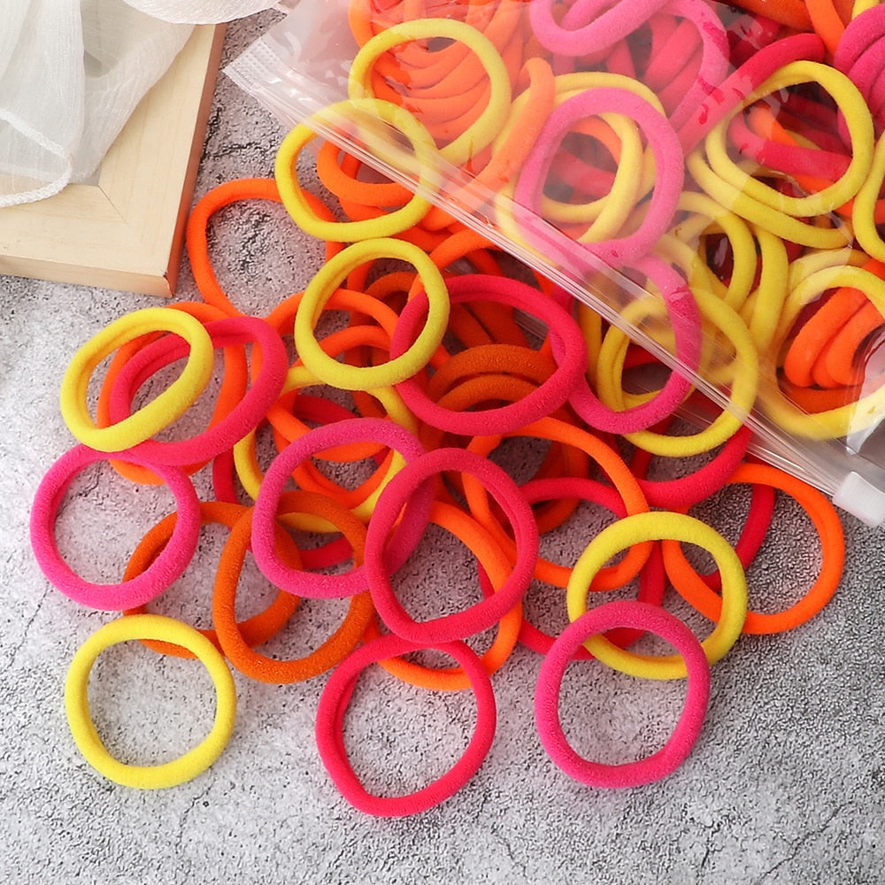 TJ 50PCS/Set Women Girls Basic Hair Bands 4cm Simple Solid Colors Elastic