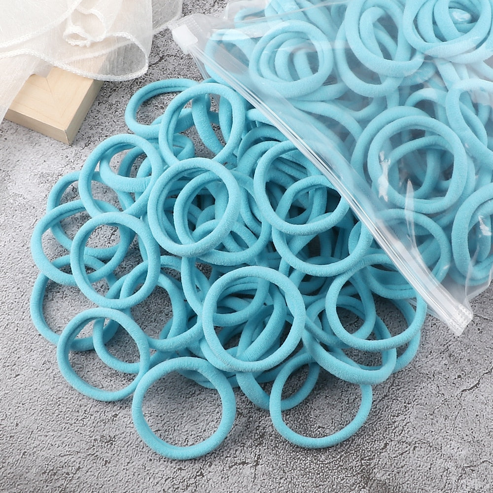 TJ 50PCS/Set Women Girls Basic Hair Bands 4cm Simple Solid Colors Elastic