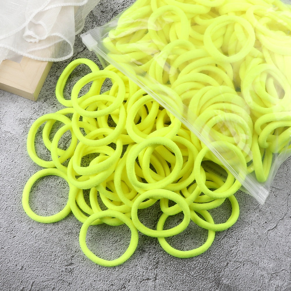 TJ 50PCS/Set Women Girls Basic Hair Bands 4cm Simple Solid Colors Elastic