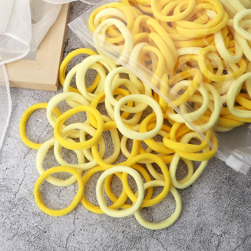 TJ 50PCS/Set Women Girls Basic Hair Bands 4cm Simple Solid Colors Elastic