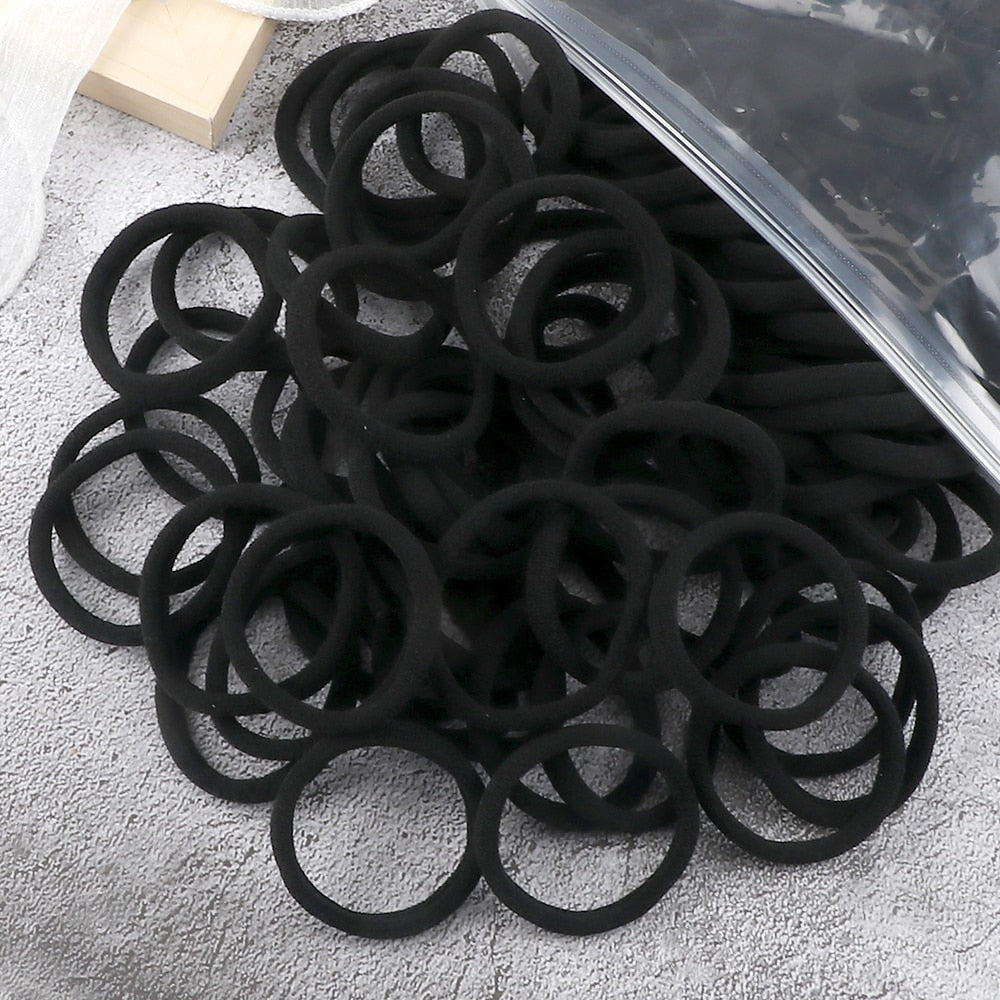 TJ 50PCS/Set Women Girls Basic Hair Bands 4cm Simple Solid Colors Elastic