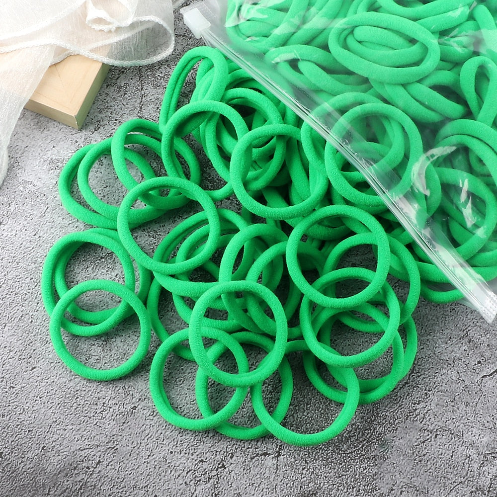TJ 50PCS/Set Women Girls Basic Hair Bands 4cm Simple Solid Colors Elastic