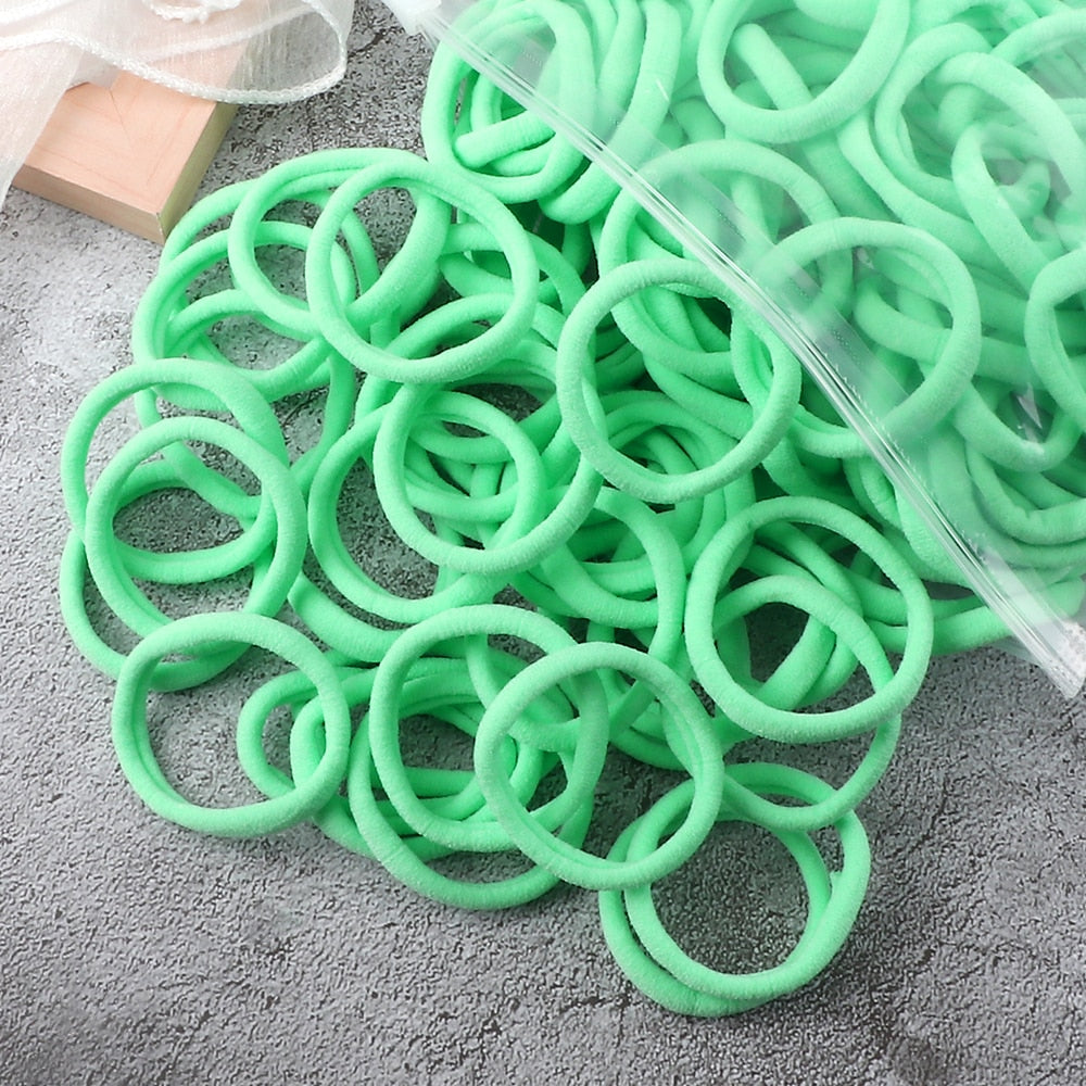 TJ 50PCS/Set Women Girls Basic Hair Bands 4cm Simple Solid Colors Elastic