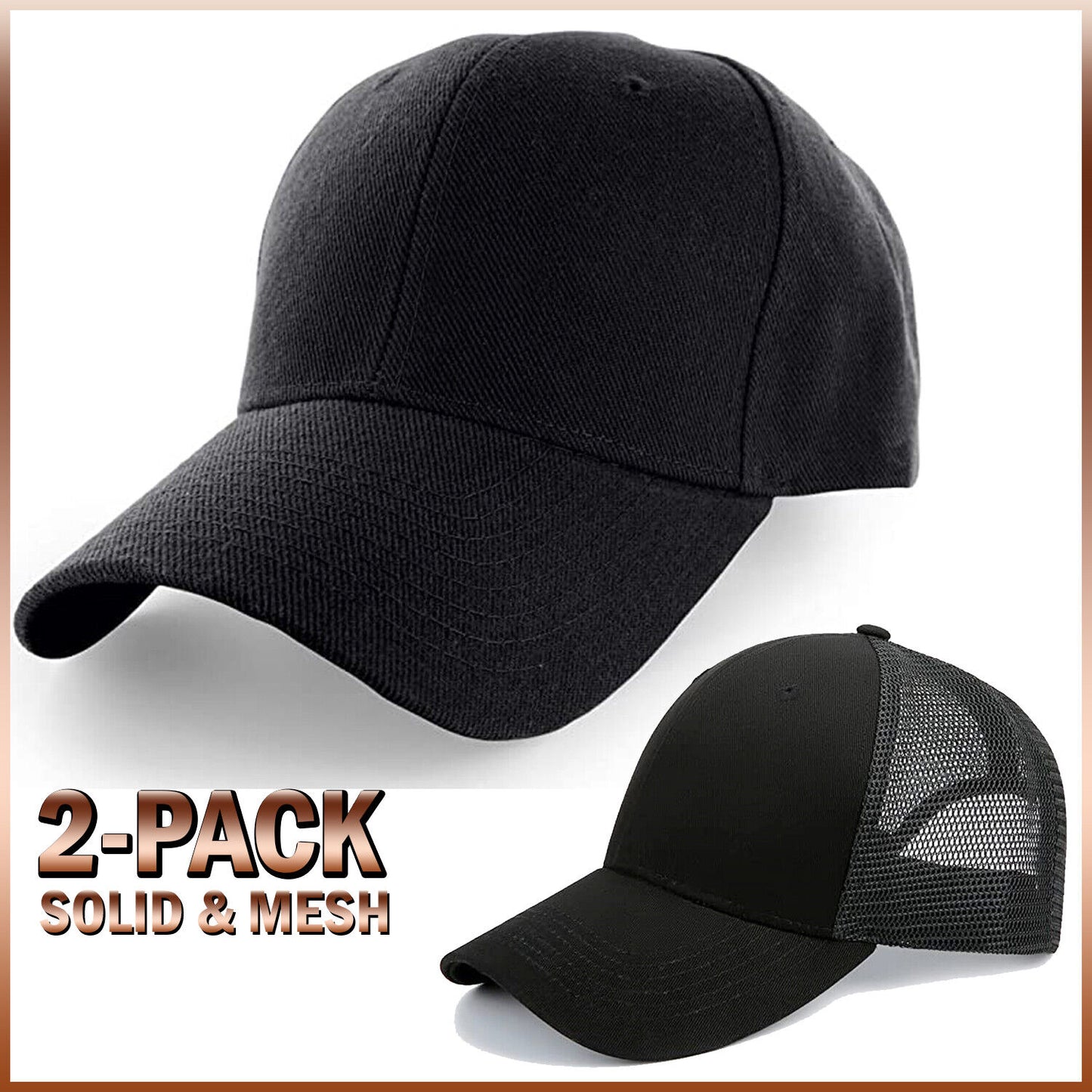 2 Pack TJ Baseball Cap Ball Dad Hat Adjustable Plain Solid Washed Mesh Men Women